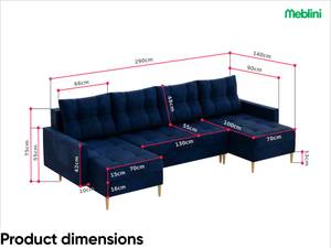 Ecksofa Scando U-Form Blau