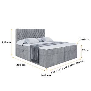 Boxspringbett DAISY Grau - Breite: 160 cm - H4