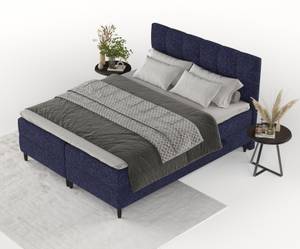 Boxspringbett Arlette H3 Latex-Topper Blau - Breite: 160 cm