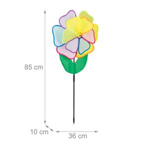 Windrad Blume bunt Grün - Pink - Gelb - Kunststoff - Textil - 36 x 85 x 10 cm