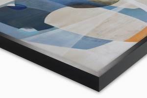 Acrylbild handgemalt Blue Interplay Blau - Grau - Massivholz - Textil - 75 x 100 x 4 cm