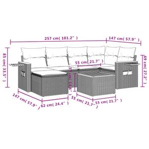 Gartensitzgruppe K6253(7-tlg) Grau - Massivholz - 69 x 62 x 62 cm