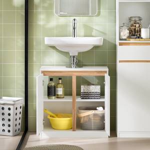 Meuble sous Lavabo BZR78-W Blanc - Bois manufacturé - Bois massif - Bois/Imitation - 60 x 60 x 30 cm