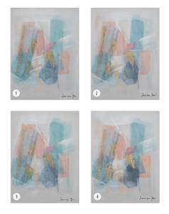 Tableau peint Colours of Happiness Blanc - Bois massif - Textile - 75 x 100 x 4 cm