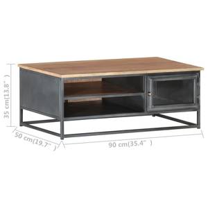 Couchtisch 323500 Grau - Glas - Metall - Massivholz - Holzart/Dekor - 90 x 35 x 50 cm