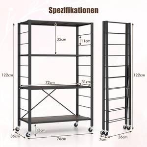 Servierwagen VL32445PWDE Schwarz - Holzwerkstoff - 36 x 122 x 76 cm