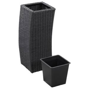 Garten-Hochbeet Schwarz - Kunststoff - Rattan - 28 x 70 x 28 cm