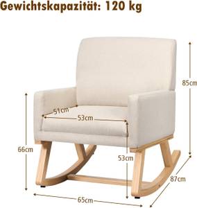 Schaukelsessel aus Massivholz Beige - Massivholz - 87 x 85 x 65 cm