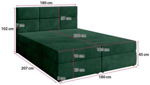 Boxspringbett BOSTON Grün - Breite: 180 cm