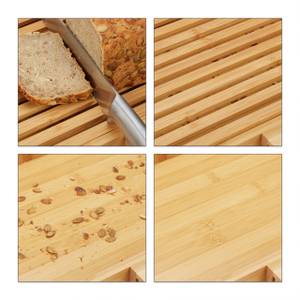 Planche à pain bambou range-couteaux Marron - Argenté - Bambou - Métal - 40 x 4 x 24 cm