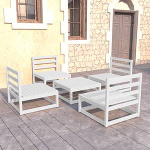 Salon de jardin (lot de 5) 3009868-1 Blanc - Bois massif - Bois/Imitation - 70 x 30 x 70 cm