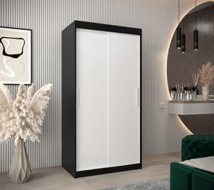 ARMOIRE À PORTES COULISSANTES TOKYO Noir - Blanc - Largeur : 100 cm