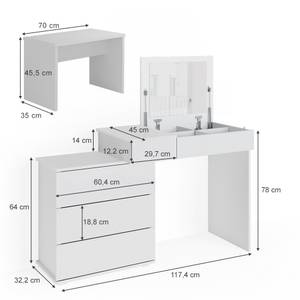 Schminktisch Lotos 36670 Weiß - Holzwerkstoff - 117 x 78 x 45 cm