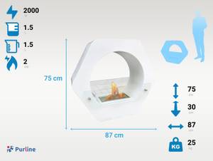 Bioethanol-Kamin KHEIRON Weiß - Metall - 87 x 75 x 30 cm