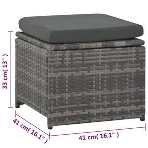 Gartensofa-Set Grau - Metall - Polyrattan - 48 x 36 x 100 cm