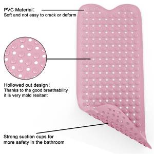 Badewannenmatte Duschmatte BPA Frei Pink - Kunststoff - 40 x 1 x 100 cm