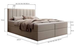 Boxspringbett ALLEN mit Bettkasten Graubraun - Breite: 140 cm - H4