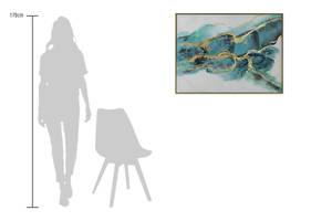 Tableau peint à la main Turquoise Magic Bleu - Turquoise - Bois massif - Textile - 102 x 77 x 5 cm