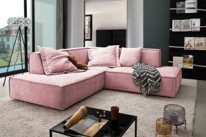 Ecksofa SAMU Stoff Pink - Ecke davorstehend links