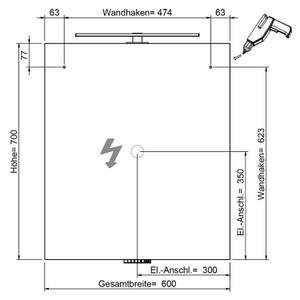 Waschplatz Set in hellgrau mit Spiegel Grau - Holzwerkstoff - 60 x 200 x 45 cm