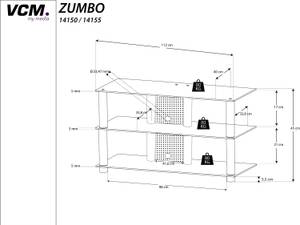 TV-Rack Zumbo Glas Schwarz - Silber