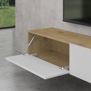 TV Lowboard Fernsehschrank02 Eiche Wotan Dekor - Weiß - Tiefe: 160 cm