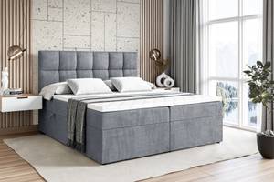 Boxspringbett RICAR Hellgrau - Breite: 200 cm - H4