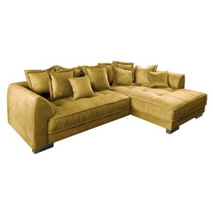 Ecksofa GRANDEZZA 308cm senfgelb Samt Gelb - Holzwerkstoff - Textil - 308 x 90 x 194 cm