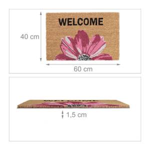 Kokos Fußmatte "Welcome" Schwarz - Braun - Pink - Naturfaser - Kunststoff - 60 x 2 x 40 cm
