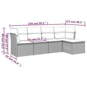 Gartensitzgruppe K417(5-tlg) Schwarz - Massivholz - 69 x 117 x 234 cm