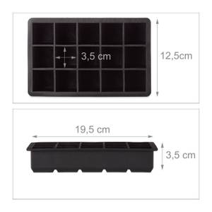 2 x Eiswürfelform Silikon 3,5 cm Schwarz - Kunststoff - 20 x 4 x 13 cm