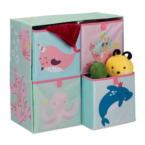 Étagère pour enfants avec boîtes tissu Turquoise - Bleu - Rose foncé - Bois manufacturé - Textile - Papier - 61 x 60 x 30 cm