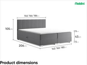 Boxspringbett Chandon Grau - Breite: 166 cm - H4