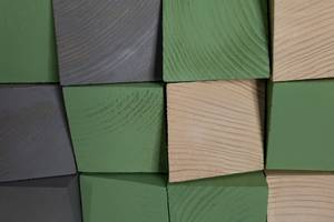 Tableau en bois Spring Colours Vert - En partie en bois massif - 98 x 55 x 8 cm