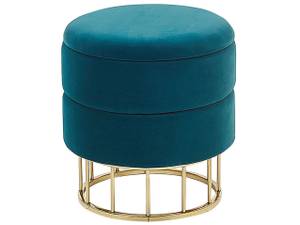 Pouf ELGIN Bleu - Doré - Bleu pétrole