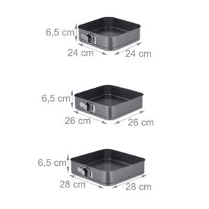 Springform 5er Set quadratisch Grau - Silber - Metall - 28 x 7 x 28 cm