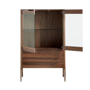 Vitrine en bois de noyer Marron - Bois/Imitation - En partie en bois massif - 99 x 161 x 40 cm