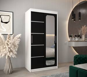 Armoire à portes coulissantes promo v2 Noir - Blanc - Largeur : 100 cm - 2 porte