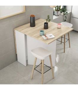 Table dépliable en 3 dimensions - H78 cm Blanc - Bois manufacturé - Matière plastique - 77 x 78 x 31 cm