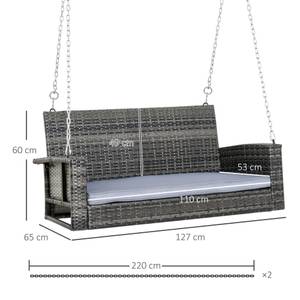 2-Sitzer Hollywoodschaukel  867-025LG Grau - Polyrattan - 65 x 60 x 127 cm