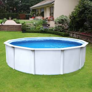 Stahlwandpool-Set Classic Weiß - Metall - 550 x 2 x 550 cm