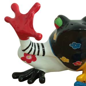 Statue grenouille multicolore H32cm Porcelaine - 35 x 32 x 35 cm