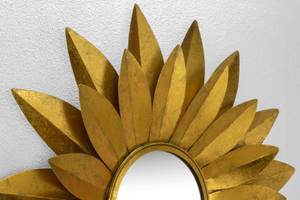 Miroir mural Sunflower Ring Doré - Métal - 90 x 90 x 7 cm