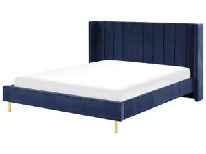 Lit double VILLETTE Noir - Bleu - Bleu marine - Largeur : 205 cm