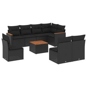 Gartensitzgruppe K6286(9-tlg) Schwarz - Massivholz - 69 x 62 x 62 cm