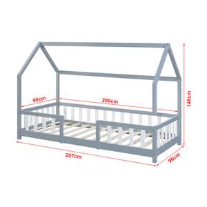 Lit enfant Sisimiut Pin 200 x 90 cm Gris lumineux - Blanc - 206 x 140 x 96 cm