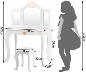 Kinder Schminktisch mit Hocker Weiß - Holzwerkstoff - 42 x 106 x 80 cm