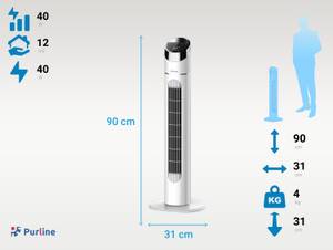 Ventilator VENTY TO 40 Grau - Kunststoff - 31 x 90 x 31 cm