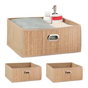 3 x Aufbewahrungskorb Bambus flach Beige - Hellbraun