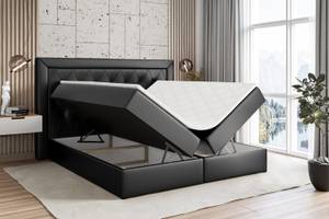 Boxspringbett NOEL Hochglanz Schwarz - Breite: 200 cm - H3